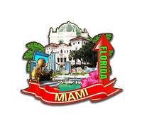 Aimant de réfrigérateur Miami Floride USA en bois 3D monuments de voyage souvenirs de collection décoration fait à la main
