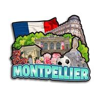 Aimant de réfrigérateur Montpellier France en bois 3D fait à la main Souvenirs de voyage souvenir de ville Décoration de la maison Cadeau -1214