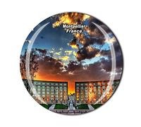 Aimant de réfrigérateur Montpellier France - Souvenir touriste en cristal - Collection cadeau