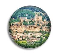 Aimant de réfrigérateur - Motif château de Beynac de France - Périgord et Dordogne - Souvenirs de réfrigérateur - Joli aimant en cristal - Décoration pour tableau blanc, bureau, maison