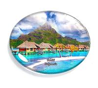 Aimant de réfrigérateur ou congélateur Tahiti Polynésie ovale en cristal pour cuisine, tableau blanc