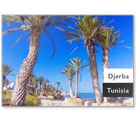 Aimant de réfrigérateur Paysage de la mer Méditerranée dans la zone côtière de Djerba en Tunisie