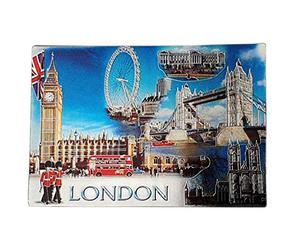 Aimant de réfrigérateur photo de Londres - Bleu ciel / Big Ben / Tower Bridge / Westminster Abbaye / Bus rouge à deux étages, garde royale, Union Jack, souvenir britannique d'Angleterre