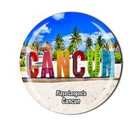 Aimant de réfrigérateur Playa Langosta Cancun Mexique - Cadeau souvenir - Collection d'autocollants magnétiques en cristal