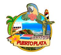 Aimant de réfrigérateur Puerto Plata République dominicaine en bois 3D monuments de voyage souvenirs de collection décoration fait à la main