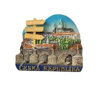 Aimant de réfrigérateur République tchèque Prague - Pont Charles et Château - Aimant 3D souvenir - Décoration magnétique de collection - Idée cadeau voyage collection L368