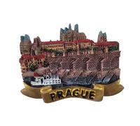 Aimant de réfrigérateur République tchèque Prague - Pont Charles et Château de Prague - Aimant 3D souvenir - Décoration magnétique de collection - Idée cadeau Voyage Collection L71
