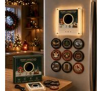 Aimant de réfrigérateur rétro en vinyle, mini lecteur de musique NFC avec 9 | Lecteur audio vintage avec éclairage LED, 256 Mo, magnétique, pour surfaces métalliques, cuisine, bureau et décoration de