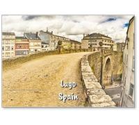 Aimant de réfrigérateur Romain City Walls of Lugo, site du patrimoine mondial de l'UNESCO, architecture tityque, vieille ville, Lugo City, Lugo, Galice, Espagne, Europe