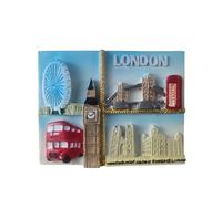 Aimant de réfrigérateur Royaume-Uni Londres UK Angleterre - Big Ben, London Eye, Bus et Tower Bridge - Aimant 3D souvenir - Décoration magnétique de collection - Idée cadeau de voyage Collection L193
