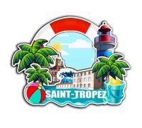 Aimant de réfrigérateur Saint-Tropez France en bois 3D monuments de voyage souvenirs de collection décoration fait main -3973