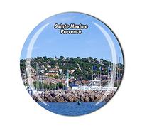 Aimant de réfrigérateur Sainte Maxime Provence France - Souvenir touristique en cristal - Collection cadeau magnétique pour réfrigérateur