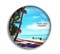 Aimant de réfrigérateur Saona Island Punta Cana Dominique - Aimants en verre pour réfrigérateur - Joli aimant en cristal - Décoration pour tableau blanc, bureau, maison