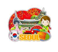 Aimant de réfrigérateur Seoul Corée du Sud en bois 3D monuments de voyage souvenirs de collection décoration fait main -4598