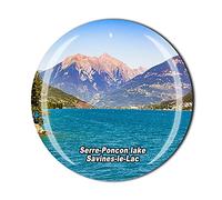 Aimant de réfrigérateur Serre Poncon Lake Savines le Lac France - Souvenir touristique en cristal - Collection cadeau
