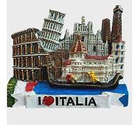 Aimant de réfrigérateur souvenir 3D 6 attractions de l'Italie avec Venise, tour penchée de Pise, Florence, Colisée, cathédrale de Milan, Sienne, décoration de maison et de cuisine