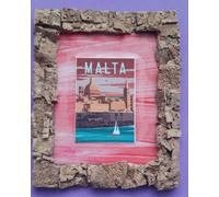 Aimant de réfrigérateur souvenir de l'île de Malte fait main voyage vacances ville souvenir aimant réfrigérateur 6 x 7 cm environ Idée cadeau (Malta03)