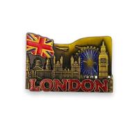 Aimant de réfrigérateur souvenir de Londres en métal - Aimant britannique Union Jack Angleterre - Décapsuleur magnétique londonien (1, vert + Londres pailleté)