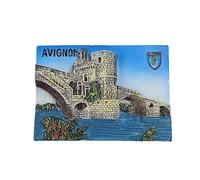 Aimant de réfrigérateur souvenir de voyage 3D Pont de Saint-Benezet Avignon France - Décoration de réfrigérateur - Autocollant magnétique - Collection artisanale