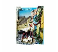 Aimant de réfrigérateur souvenir de voyage Alsace France 3D autocollant magnétique peint à la main