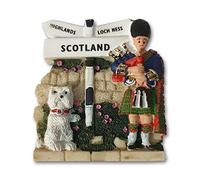 Aimant de réfrigérateur Souvenir écossais Westie avec Inscription « Cornemuse »