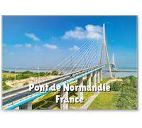 Aimant de réfrigérateur The Pont de Normandie, un pont routier à travers la Seine reliant Le Havre à Honfleur en Normandie, France, design 1,