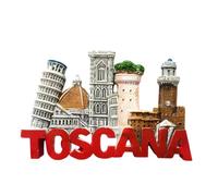 Aimant de réfrigérateur Toscane Florence Pise Sienne San Gimignano Italia | Aimant magnétique 3D souvenir voyage vacances collection - Toscane, tour de Pise, Duomo de Florence, Sienne, Italie