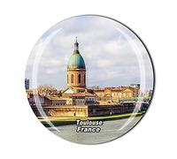 Aimant de réfrigérateur Toulouse France - Souvenir touristique en cristal - Collection cadeau