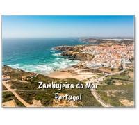 Aimant de réfrigérateur Vue aérienne de Zambujeira Do Mar - charmante ville sur les falaises au bord de l'océan Atlantique au Portugal - Design 1
