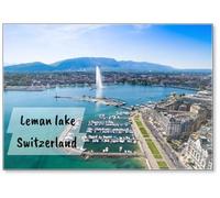 Aimant de réfrigérateur Vue aérienne du lac Leman - Genève en Suisse - Design 1