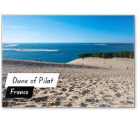 Aimant de réfrigérateur Vue depuis la dune du Pilat La plus haute dune de sable d'Europe située à La Teste-de-buch dans la région de la baie d'Arcachon, France au sud-ouest de Bordeaux le long de la