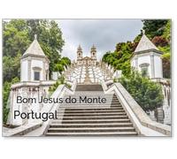 Aimant de réfrigérateur Vue des escaliers vers l'église Bom Jésus Do Monte près de la ville de Braga, Portugal