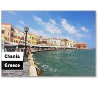 Aimant de réfrigérateur Vue du Vieux Port de La Canée, Crète,