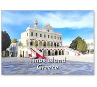 Aimant de réfrigérateur Vue extérieure de la Sainte Église de la Vierge Marie Evangelistria à Tinos Island, Grèce Design 1