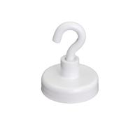 Aimant de Serrage Peint en Ferrite Blanc Avec Crochet M4 Pour Réfrigérateur, Tableau Blanc, Tableau D'Affichage, Classement Ou Bureau - 25mm de diamètre x 38mm de Haut - Put 4kg - Pack de 10