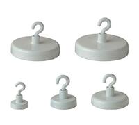 Aimant décoratif avec crochet - Ø 20 - 57mm - et boîtier - BLANC - Force 3 kg - 32 kg - Crochets magnétiques - Crochet aimanté - Aimants de décoration en ferrite dure, laqués blanc en boîtier en métal, Taille:Ø 32mm | Force 8 kg