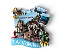 Aimant Décoratif Taormina, Aimant Décoratif Sicile, Souvenirs de Voyage Paysage (Taormina)