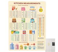 Aimant Du Graphique De Conversion De Cuisson - Feuille De Mesure De La Cuisine, Guide De Référence De Cuisson | Aimant De Réfrigérateur Extra Large Avec Des Conversions De Poids, De Liquide Et De Temp