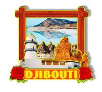 Aimant en bois 3D Djibouti Afrique pour réfrigérateur - Souvenirs de voyage - Décorations faites à la main - 2