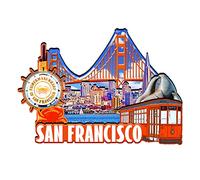 Aimant en bois 3D USA San Francisco pour réfrigérateur - Souvenirs de voyage - Décorations faites à la main - 2