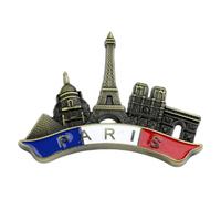 Aimant en métal rétro de Paris pour réfrigérateur, petit aimant décoratif en métal C pour lave-vaisselle, aimant créatif en forme de paysage rétro de dessin animé stéréo, souvenir de voyage de cuisine