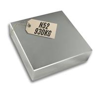 Aimant en néodyme N52 - Cube magnétique extra puissant - 930 kg - Grand format - 100 x 100 x 30 mm - Plaque de bloc d'alimentation