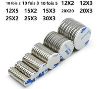 Aimant en néodyme super puissant N35 rond avec adhésif double face NdfeB, aimants permanents puissants, aimants pour réfrigérateur 12x2mm