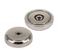 Aimant en pot en néodyme avec filetage - Extra puissant - Diamètre 32 mm - Force de traction 30 kg - Aimant grappin plat rond avec filetage intérieur M5 - 1 aimant