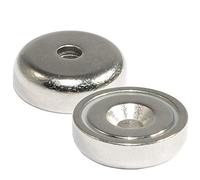 Aimant en pot en néodyme avec trou fraisé - Extra puissant - Diamètre 16 mm - Force de traction 6 kg - Aimant grappin plat rond avec trou fraisé M3 - 1 aimant