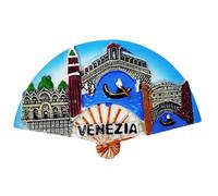 Aimant en résine de réfrigérateur Venise Pont du Rialto 3D en forme d'éventail souvenir de collection maison cuisine 7 x 7 cm V-112