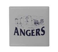 Aimant Frigo Céramique Carré - Angers Minimalist Ville France Patrimoine Château - Format 5x5cm -Magnet Décoratif Souvenir pour Réfrigérateur et Tableau Magnétique Imprimé en France