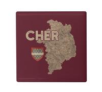 Aimant Frigo Céramique Carré - Cher 18 Département Bourges Carte Ancienne Rare - Format 5x5cm -Magnet Décoratif Souvenir pour Réfrigérateur et Tableau Magnétique Imprimé en France