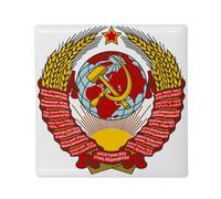 Aimant Frigo Céramique Carré - Ecusson Embleme Partie Communiste URSS Russie Vintage - Format 5x5cm -Magnet Décoratif Souvenir pour Réfrigérateur et Tableau Magnétique Imprimé en France