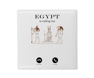Aimant Frigo Céramique Carré - Egypt is Calling Me Hieroglyphics History Travel - Format 5x5cm -Magnet Décoratif Souvenir pour Réfrigérateur et Tableau Magnétique Imprimé en France